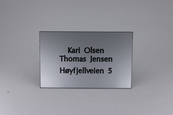 Hovedbilde Postkasseskilt m/ dobbeltsidig tape, aluminium imitasjon plate/s